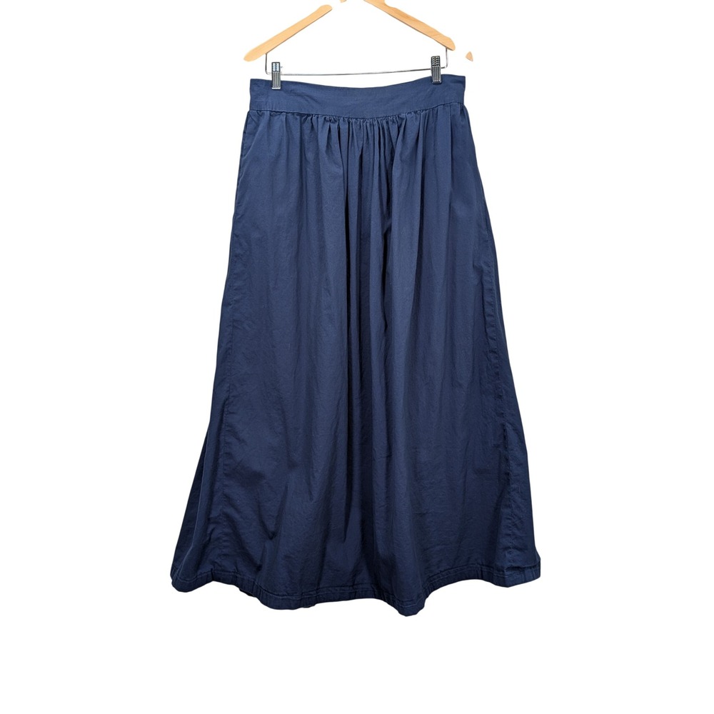 Handmade Womens Navy Blue Full Gathered Maxi Skirt Long A Line Vintage